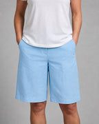 Leah | Women's High-Waist Knee-Length Shorts with Side Pockets, Straight-Leg Shorts | The Shrader Sisters | Beige