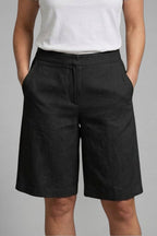 Leah | Women's High-Waist Knee-Length Shorts with Side Pockets, Straight-Leg Shorts | The Shrader Sisters | Wit