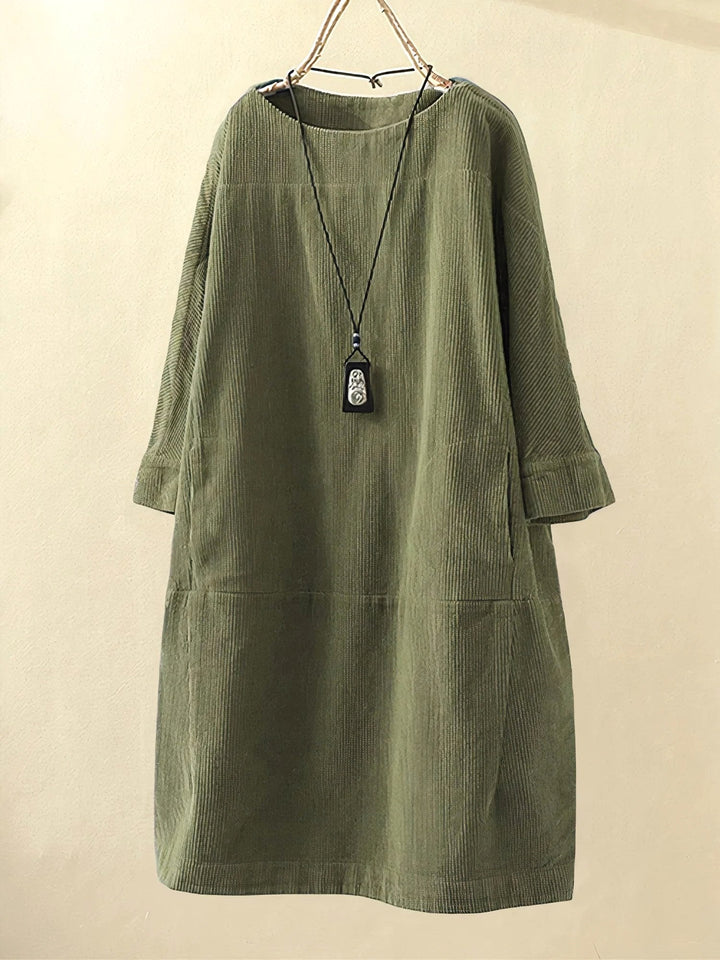 Leanna | Women's Draped Tummy-Control Midi Dress - Army Gree