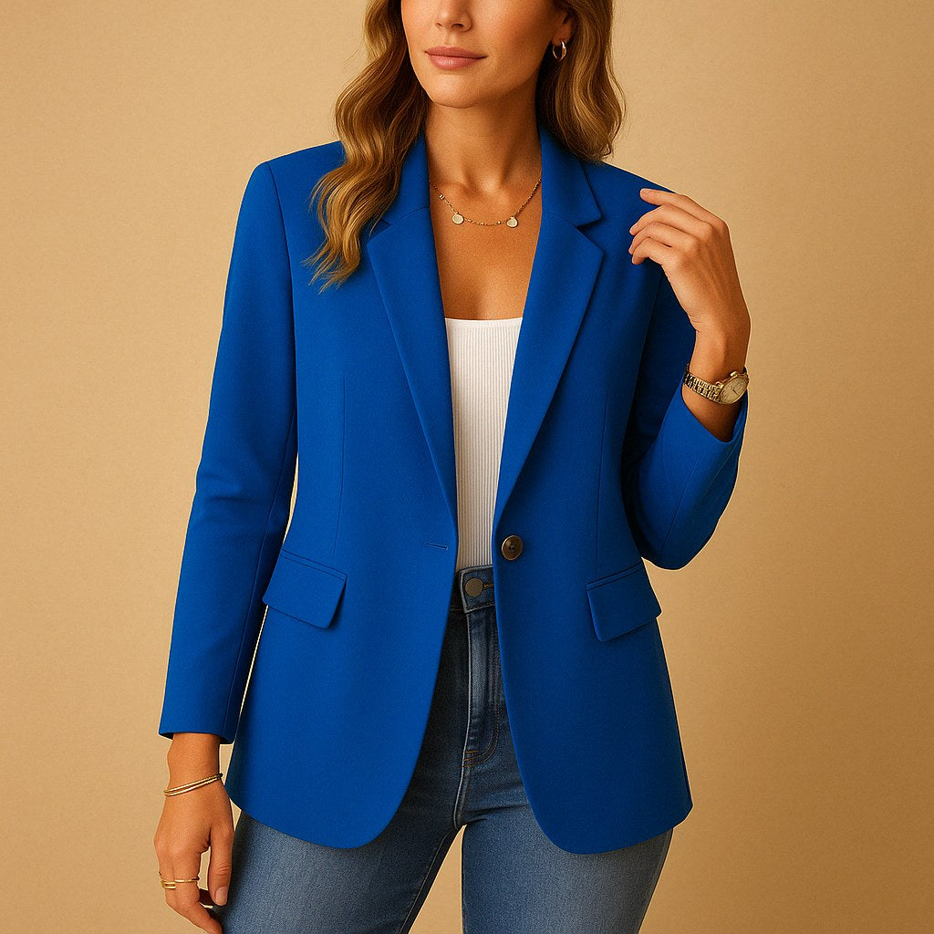 Lenora | Women's Single Breasted Stretch Blazer - Blue