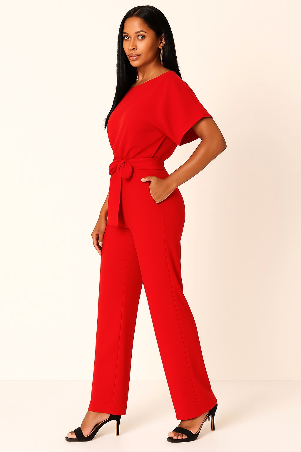 Liana | Women's Ponte Knit Batwing Jumpsuit, Relaxed-Fit One-Piece | The Shrader Sisters