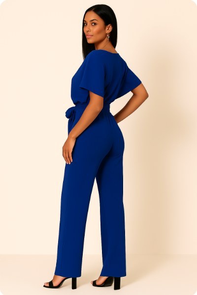 Liana | Women's Ponte Knit Batwing Jumpsuit, Relaxed-Fit One-Piece | The Shrader Sisters | Red