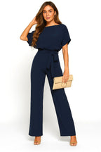 Liana | Women's Ponte Knit Batwing Jumpsuit, Relaxed-Fit One-Piece | The Shrader Sisters | Mustard