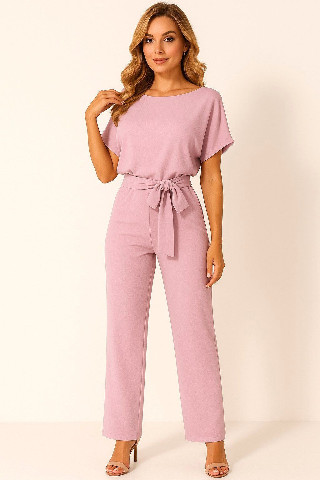 Liana | Women's Ponte Knit Batwing Jumpsuit, Relaxed-Fit One-Piece | The Shrader Sisters