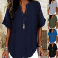 Lily | Women's Lightweight V-Neck Short Sleeve Top, Lightweight Summer Top for Holidays and Casual Wear, Lightweight Summer Top for Holidays and Casual Wear - image 1