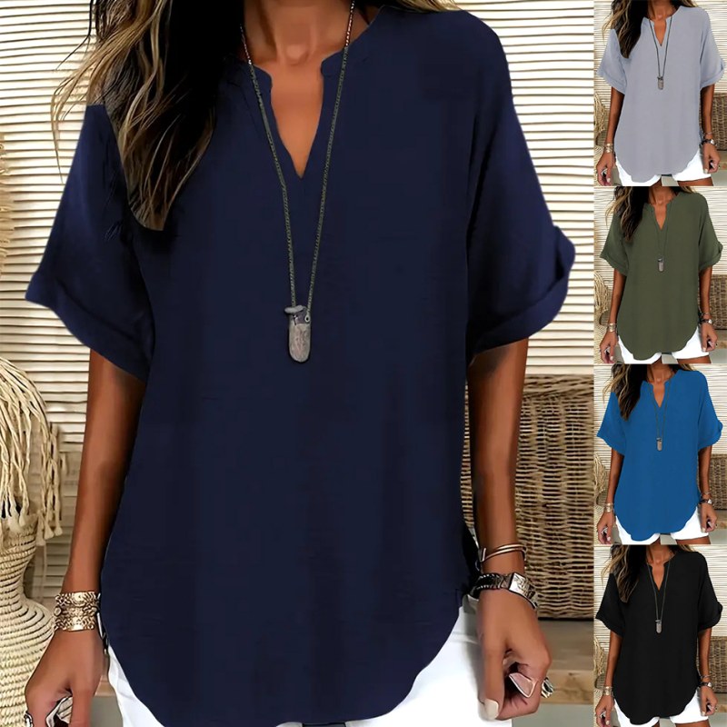 Lily | Women's Lightweight V-Neck Short Sleeve Top, Lightweight Summer Top for Holidays and Casual Wear, Lightweight Summer Top for Holidays and Casual Wear - image 1