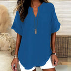 Lily | Women's Lightweight V-Neck Short Sleeve Top, Lightweight Summer Top for Holidays and Casual Wear, Lightweight Summer Top for Holidays and Casual Wear - image 3