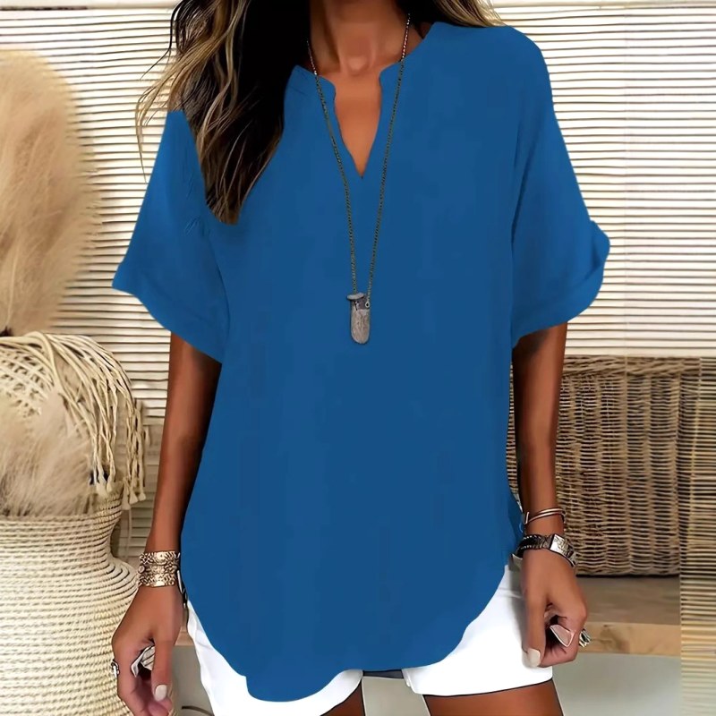 Lily | Women's Lightweight V-Neck Short Sleeve Top, Lightweight Summer Top for Holidays and Casual Wear, Lightweight Summer Top for Holidays and Casual Wear - image 3