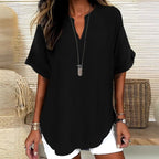 Lily | Women's Lightweight V-Neck Short Sleeve Top, Lightweight Summer Top for Holidays and Casual Wear, Lightweight Summer Top for Holidays and Casual Wear - image 4