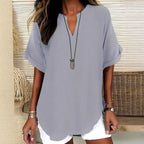 Lily | Women's Lightweight V-Neck Short Sleeve Top, Lightweight Summer Top for Holidays and Casual Wear, Lightweight Summer Top for Holidays and Casual Wear - image 5