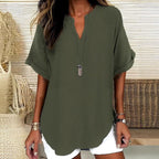 Lily | Women's Lightweight V-Neck Short Sleeve Top, Lightweight Summer Top for Holidays and Casual Wear, Lightweight Summer Top for Holidays and Casual Wear - image 6