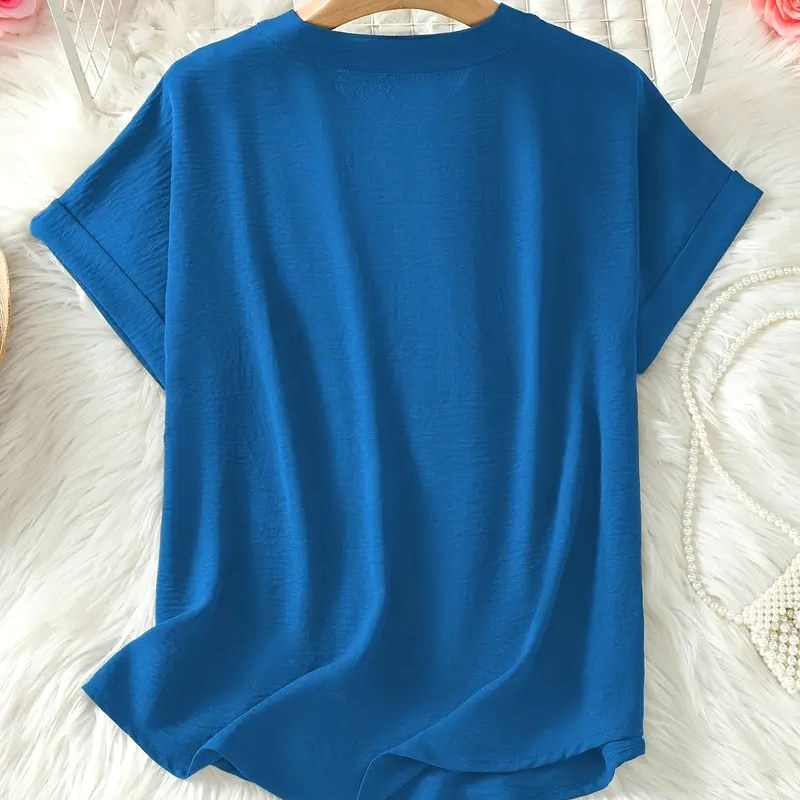 Lily | Women's Lightweight V-Neck Short Sleeve Top, Lightweight Summer Top for Holidays and Casual Wear, Lightweight Summer Top for Holidays and Casual Wear - image 7