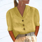 Lily | Women's Linen Top with V-Neckline, Cap Sleeve Blouse | The Shrader Sisters
