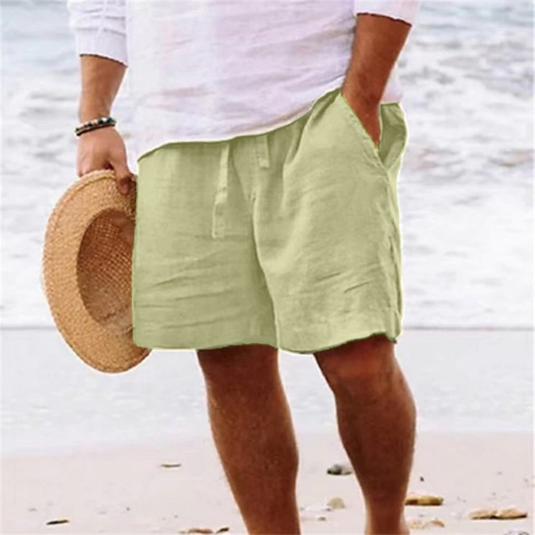 Lincoln | Men's Relaxed Cotton and Linen Shorts, Drawstring Waist Shorts | The Shrader Sisters | Red