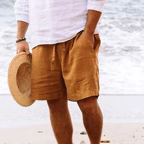 Lincoln | Men's Relaxed Cotton and Linen Shorts, Drawstring Waist Shorts | The Shrader Sisters