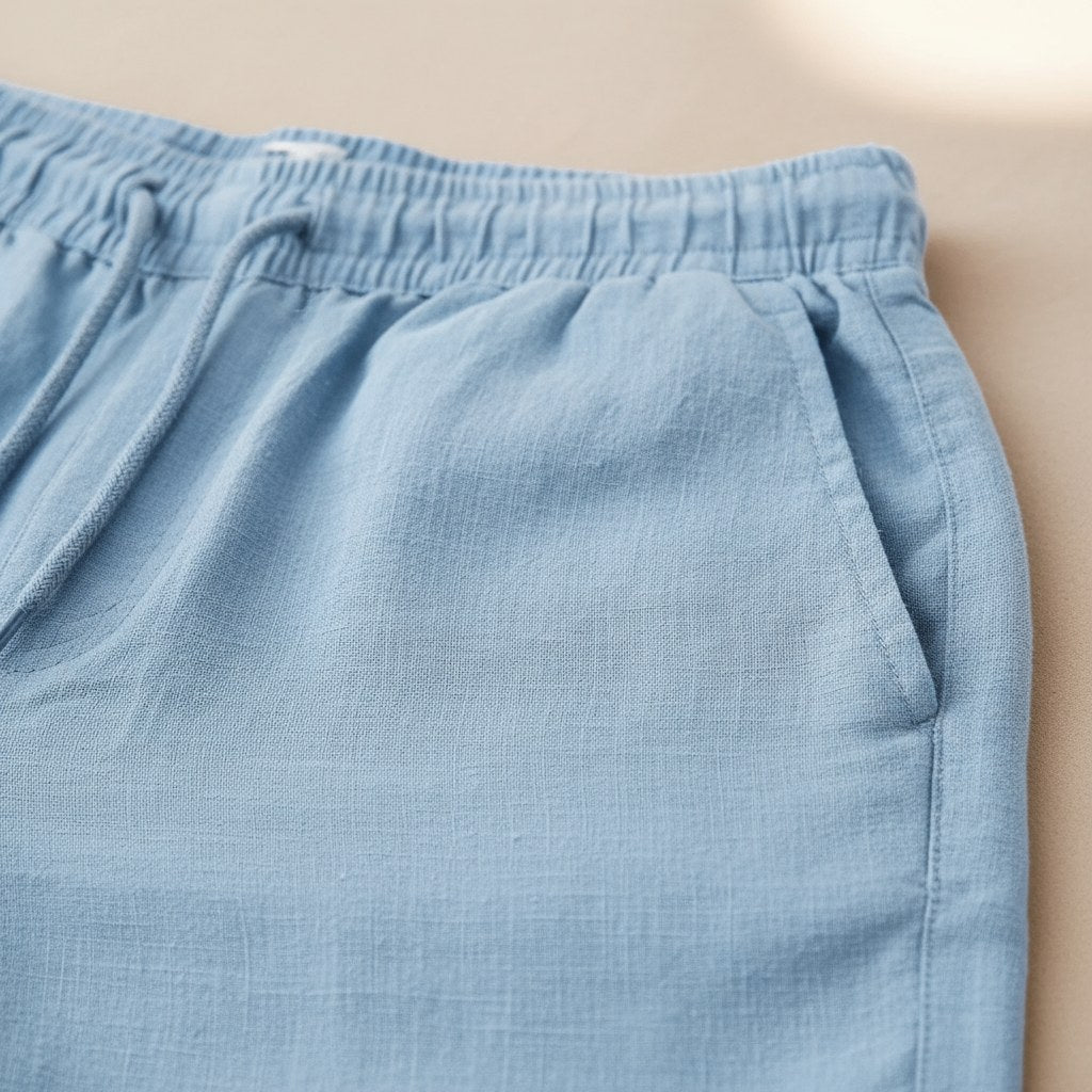Lincoln | Men's Relaxed Cotton and Linen Shorts, Drawstring Waist Shorts | The Shrader Sisters