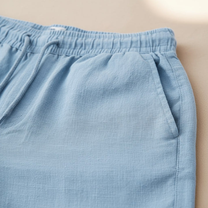 Lincoln | Men's Relaxed Cotton and Linen Shorts, Drawstring Waist Shorts | The Shrader Sisters