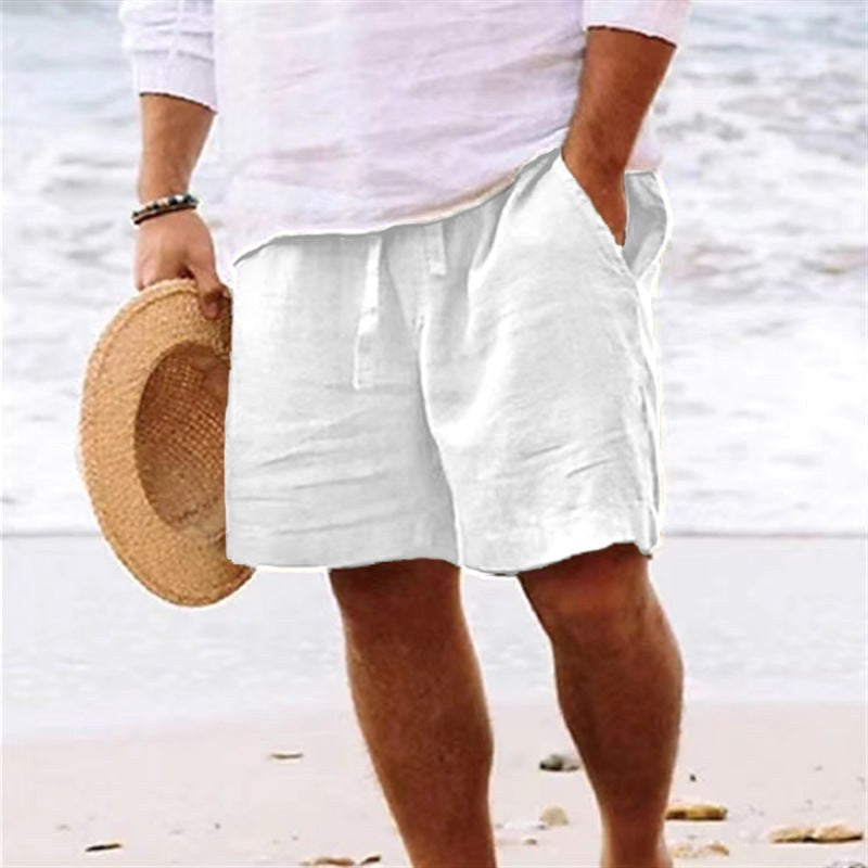 Lincoln | Men's Relaxed Cotton and Linen Shorts, Drawstring Waist Shorts | The Shrader Sisters | Light Green