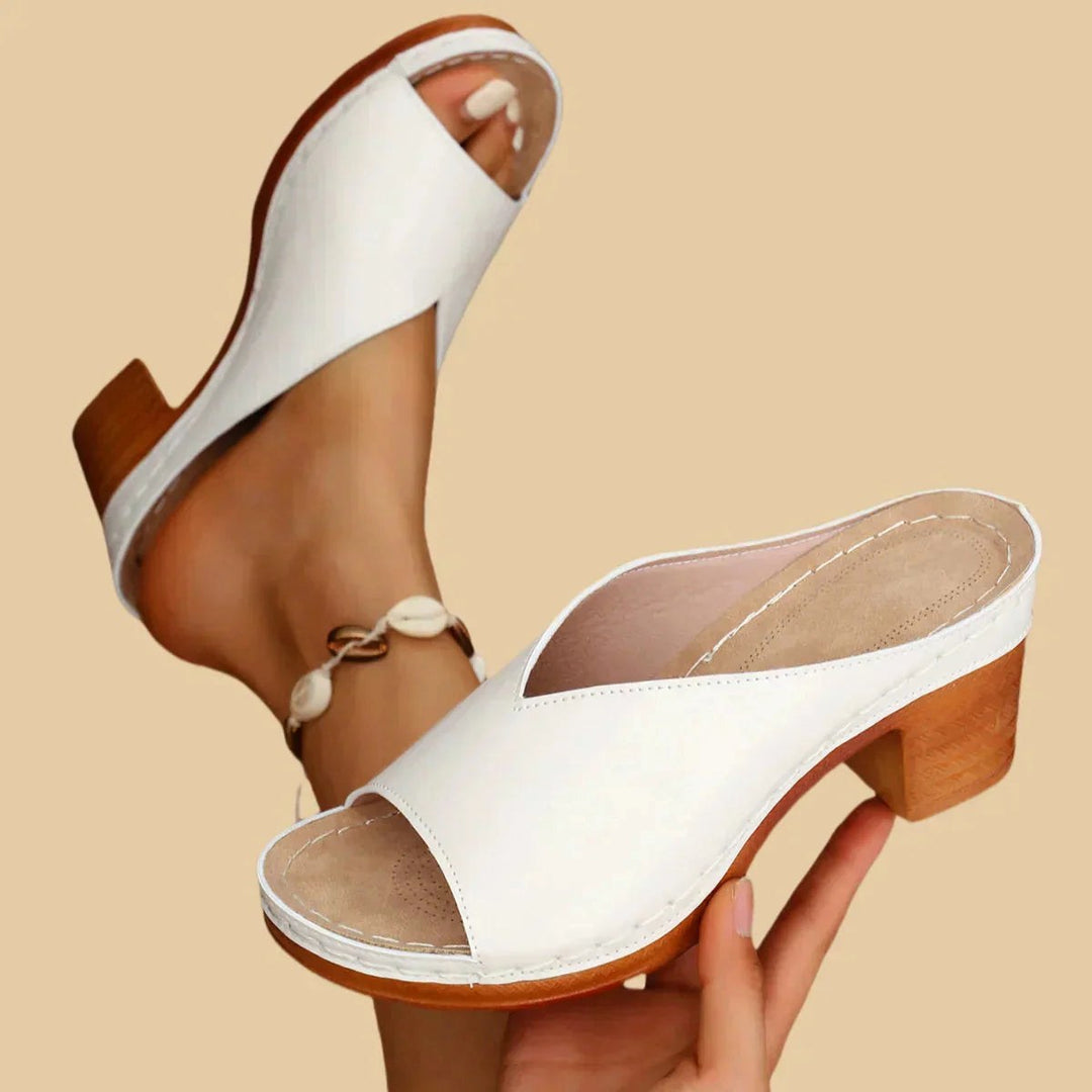 Lisa | Women's Orthopedic Sandals with Thick Supportive Heels - White