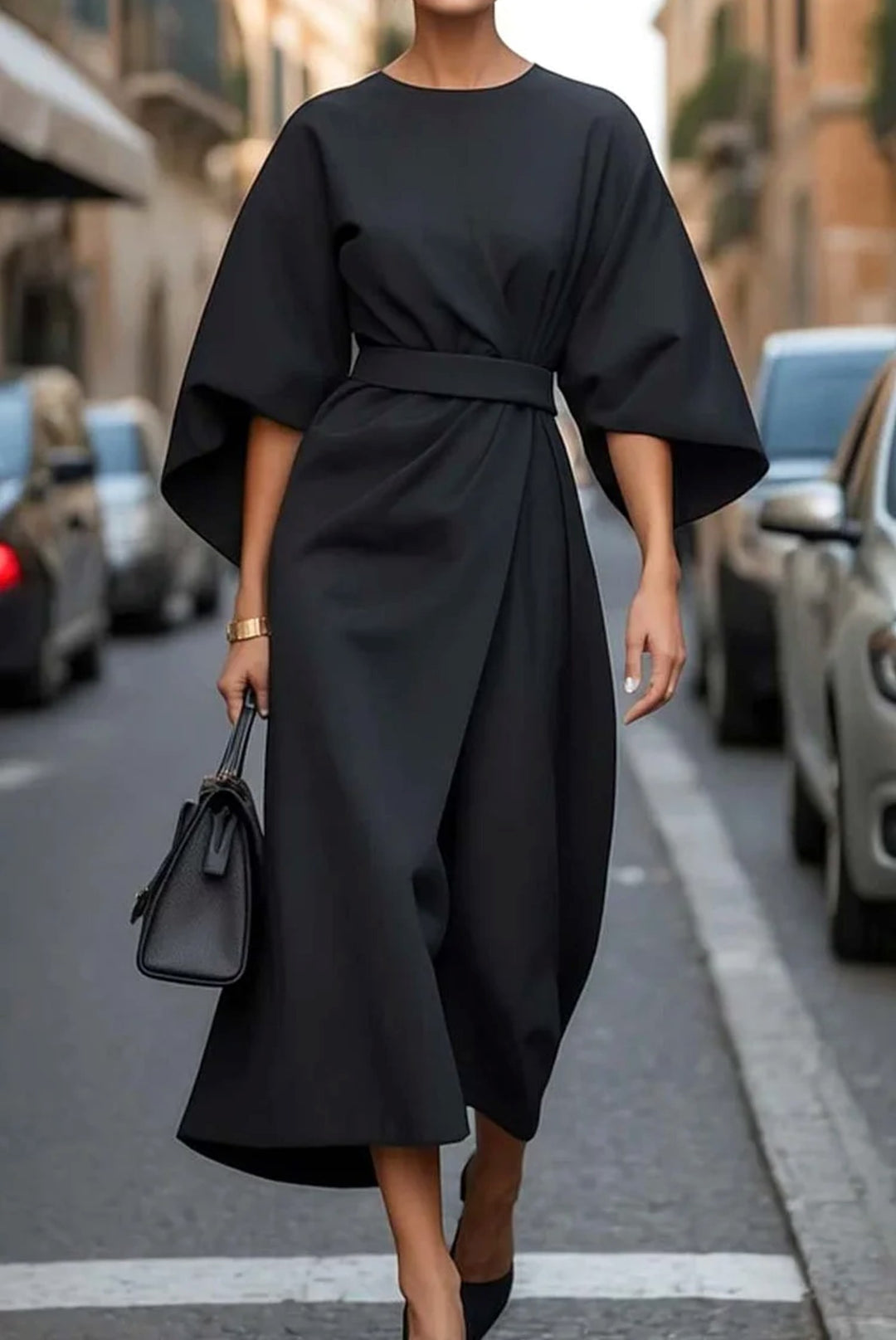 Louise | Women's Elegant Midi Dress with Lantern Sleeves - image 1