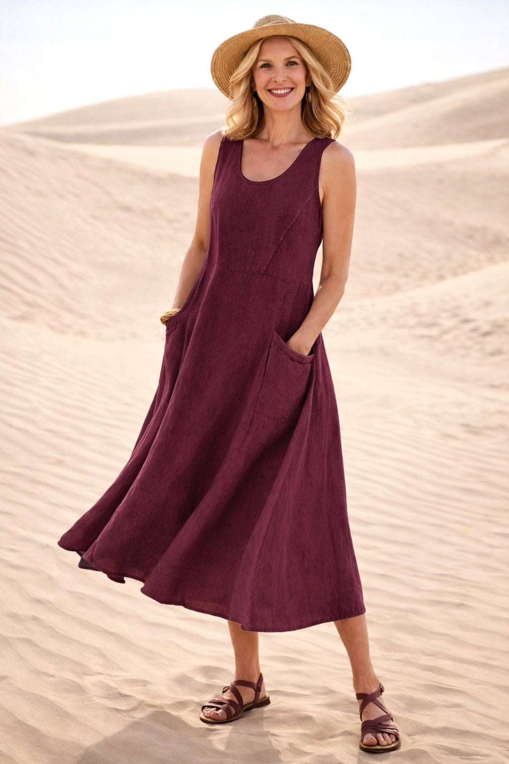 Luna | Women's A-Line Midi Dress - image 4