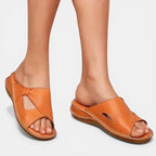 Mackenzie | Women's Orthopaedic Slip-On Sandals, Comfortable Walking Sandals | The Shrader Sisters | Marrón