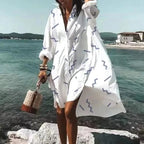 Maddison | Women's Fluid Shirt Dress White, Flowing Shirt Dress | The Shrader Sisters