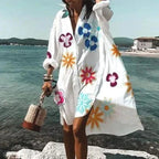 Maddison | Women's Fluid Shirt Dress White, Flowing Shirt Dress | The Shrader Sisters