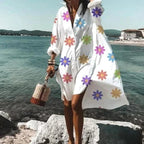 Maddison | Women's Fluid Shirt Dress White, Flowing Shirt Dress | The Shrader Sisters