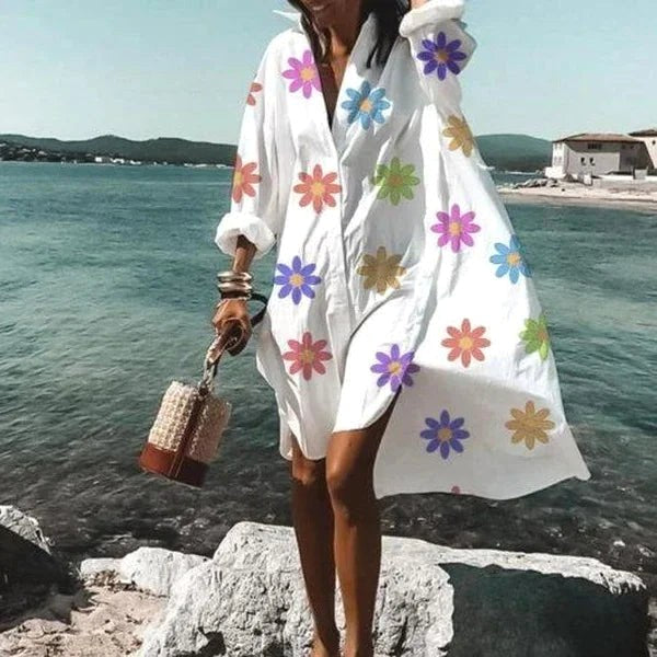 Maddison | Women's Fluid Shirt Dress White, Flowing Shirt Dress | The Shrader Sisters