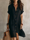 Maddison | Women's Linen Cotton Shirt Midi Dress, Buttoned Everyday Dress | The Shrader Sisters