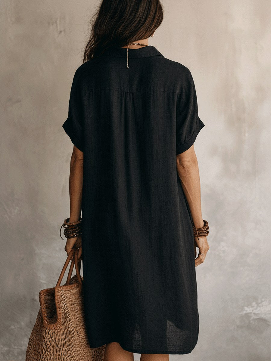 Maddison | Women's Linen Cotton Shirt Midi Dress, Buttoned Everyday Dress | The Shrader Sisters