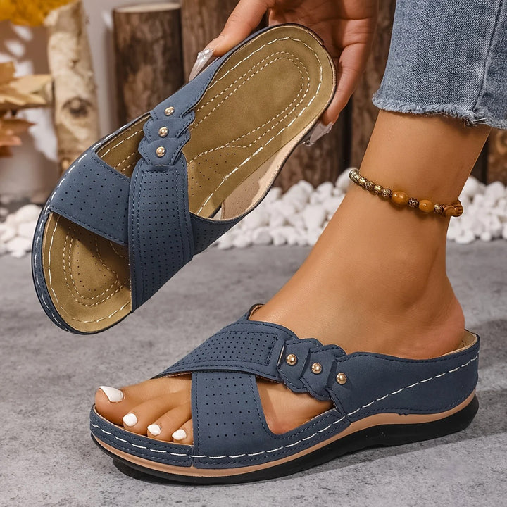 Maddison | Women's Orthopedic Wedge Sandals, Supportive Summer Sandals | The Shrader Sisters | Pink