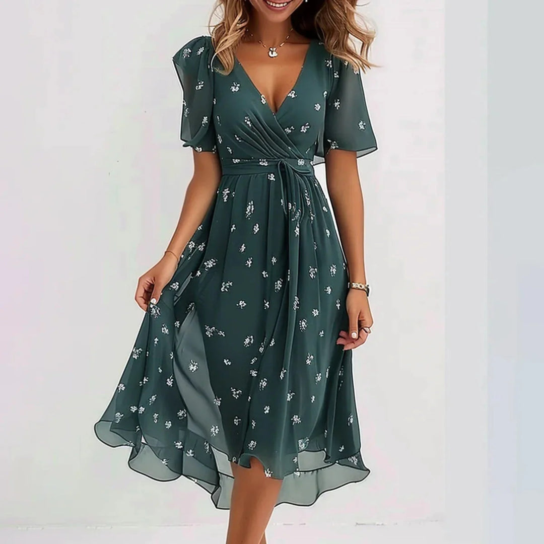 Maderosa | Women's Lightweight Summer Floral Dress - Green