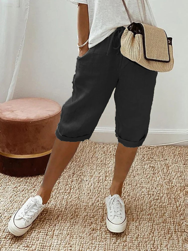 Madison | Women's Cotton Relaxed-Fit Trousers, Comfortable Summer Trousers for Travel and Everyday Wear - Black