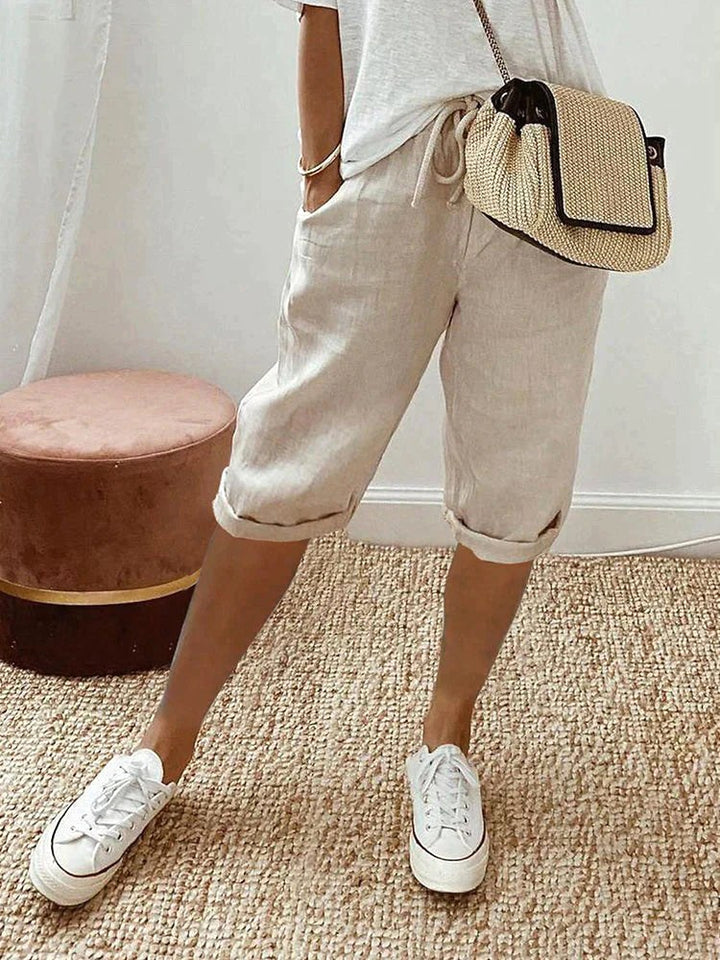 Madison | Women's Cotton Relaxed-Fit Pants - Beige