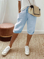 Madison | Women's Cotton Relaxed-Fit Trousers, Comfortable Summer Trousers for Travel and Everyday Wear - Blue
