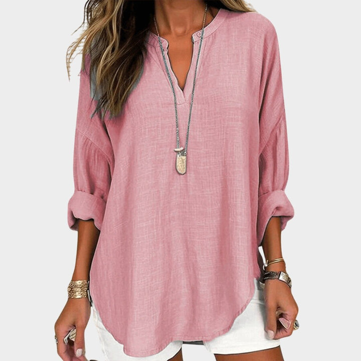 Madison | Women's Flowy Linen Beach Shirt - Pink