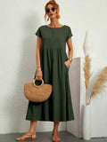 Madison | Women's Fluid Cotton Dress with Practical Pockets, Everyday Midi Dress | The Shrader Sisters