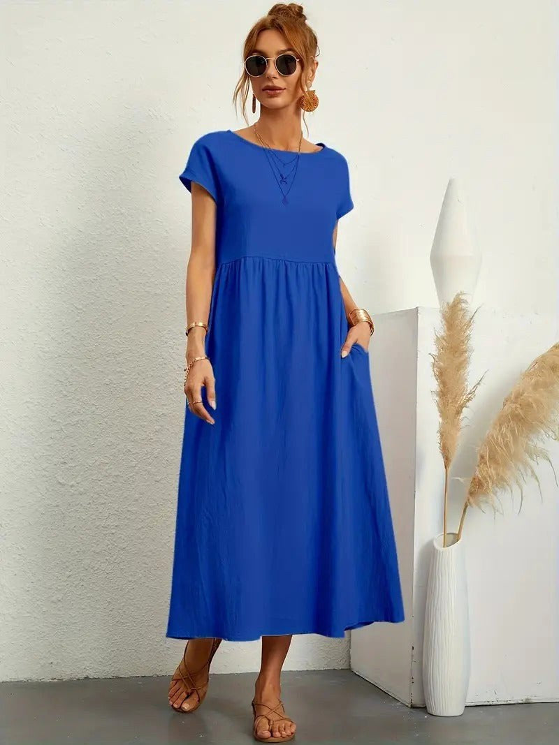 Madison | Women's Fluid Cotton Dress with Practical Pockets, Everyday Midi Dress | The Shrader Sisters