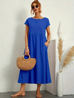 Madison | Women's Fluid Cotton Dress with Practical Pockets, Everyday Midi Dress | The Shrader Sisters
