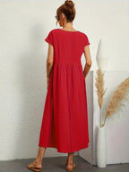 Madison | Women's Fluid Cotton Dress with Practical Pockets, Everyday Midi Dress | The Shrader Sisters