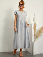 Madison | Women's Fluid Cotton Dress with Practical Pockets, Everyday Midi Dress | The Shrader Sisters