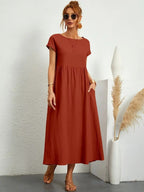 Madison | Women's Fluid Cotton Dress with Practical Pockets, Everyday Midi Dress | The Shrader Sisters