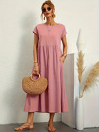 Madison | Women's Fluid Cotton Dress with Practical Pockets, Everyday Midi Dress | The Shrader Sisters