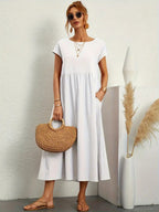 Madison | Women's Fluid Cotton Dress with Practical Pockets, Everyday Midi Dress | The Shrader Sisters