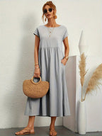 Madison | Women's Fluid Cotton Dress with Practical Pockets, Everyday Midi Dress | The Shrader Sisters