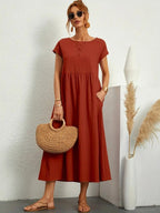 Madison | Women's Fluid Cotton Dress with Practical Pockets, Everyday Midi Dress | The Shrader Sisters