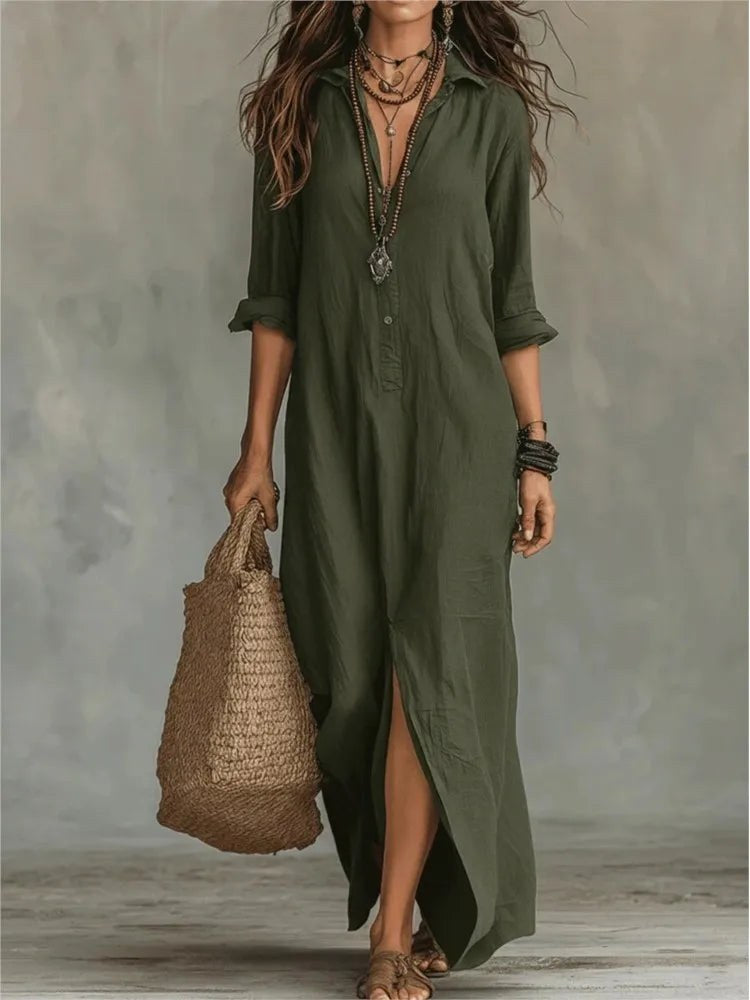 Madison | Women's Linen Long Shirt Dress - image 6