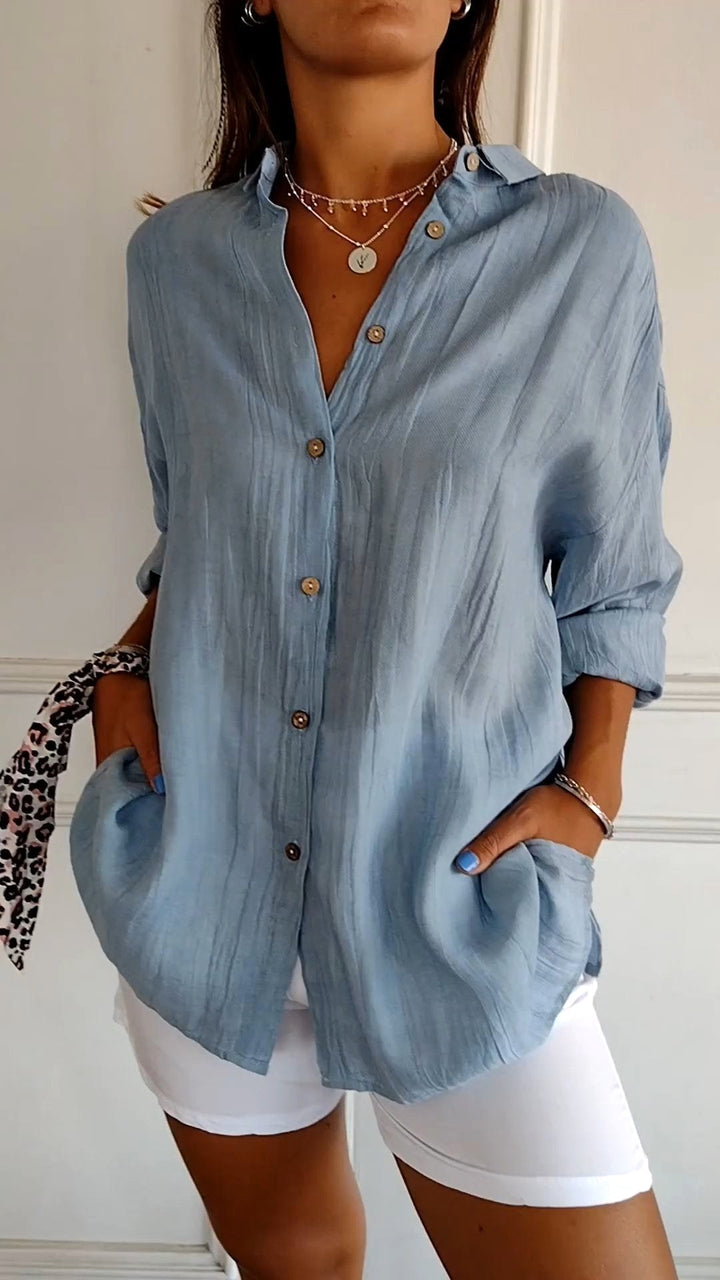Maeve | Women's Relaxed Cotton Shirt, Loose-Fit Button-Through Blouse | The Shrader Sisters